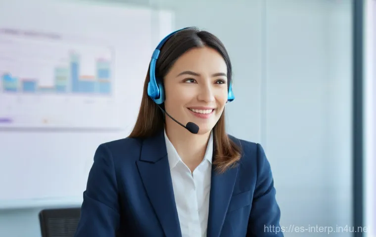 국제통역사 경력 관리 - **Prompt 1: The Human Touch in Advanced Interpretation**
    A professional female interpreter, appr...