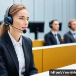 국제통역사 자격증 종류 - A professional conference interpreter at work inside a modern international conference hall, wearing...