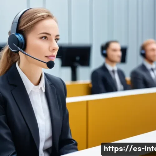 국제통역사 자격증 종류 - A professional conference interpreter at work inside a modern international conference hall, wearing...