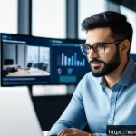 통역사의 업무 분야 확장 - A professional interpreter in a modern high-tech office environment, wearing smart casual attire and...